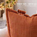 MIULEE Rust Decorative Throw Pillow Covers for Couch Bed Livingroom 18x18 Inch Set of 2 Boho Accent Throw Pllows Broadside Striped Patchwork Soft Corduroy Pillowcases