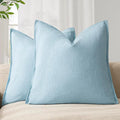 Foindtower Pack of 2, Decorative Linen Soild Throw Pillow Covers Soft Accent Euro Cushion Case Farmhouse Neutral Pillowcase for Chair Couch Sofa Bedroom Living Room Home Decor 24 x 24 Inch Light Blue