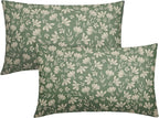 Spring Sage Green Pillow Covers 12x20 Set of 2 Vintage Floral Rustic Old Style Cute Flower Print Decorative Outdoor Pillowcases Seasonal Farmhouse Throw Cushion Case Decor for Couch Sofa Bed