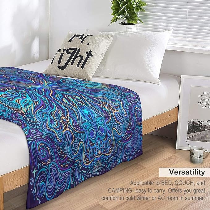 Hippie Bohemian Mandala Throw Blanket Indian Gypsy Abstract Flower Floral Texture Print Blanket for Sofa Bed Couch Chair Or Dorm 60"x80"