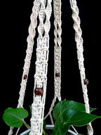 Rope Macrame Plant Hanger Hanging Planter 4 Legs 59 Inch for 12-13 inch Plant Pot, Without Pot and Plant (Cream-Cotton)