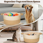 Woven Basket for Toys, Blankets & Gifts Empty ,Cotton Rope Storage Basket with Reinforced Handles for Nursery,Livingroom,Bedroom,Bathroom & Home Decor,19.69" x 11.42" x 7.48" (M)