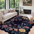 Lahome Floral Washable Rugs for Living Room, 5x7 Area Rugs Ultra-Thin Soft Rug, Non-Slip Bedroom Rug Stain Resistant Boho Low-Pile Throw Carpet for ‎Dining Room Office Flore (5x7ft,Purple)