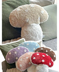 Mushroom Throw Pillow Tufted Shape Decorative Cushion 15” x 15” – Decor for Bed, Couch, Living Room (Cream)