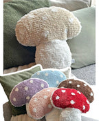 Mushroom Throw Pillow Tufted Shape Decorative Cushion 15” x 15” – Decor for Bed, Couch, Living Room (Cream)