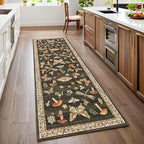 2.5x10 Runner Rug for Hallway Washable Kitchen Rugs Non Slip with Rubber Back Mushroom Soft Low-Pile Stain Resistant Foldable Indoor Carpet for Entryway Laundry Room Floor Mats Brown