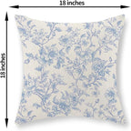 Baby Blue Pillow Covers 18x18 Set of 2 Blue and Cream Floral Chinoiserie Throw Pillows Vintage Rustic Toile Flower Decorative Pillowcase Outdoor Chinoiserie Decor Cushion Case for Couch Sofa