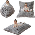 MAXYOYO 3 in 1 Kids Bean Bag Chair Bed, Child Floor Sofa for Gaming, Reading, Convertible Bean Bag Floor Cushion with Machine Washable Cover for Living Room Bedroom, Grey