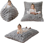 MAXYOYO 3 in 1 Kids Bean Bag Chair Bed, Child Floor Sofa for Gaming, Reading, Convertible Bean Bag Floor Cushion with Machine Washable Cover for Living Room Bedroom, Grey