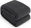 Knitted Throw Blanket 60"X80", Dark Grey Knit Throws for Bed, Super Soft Boho Chevron Blankets for Couch Sofa Chair Room Decor, Textured Decorative Farmhouse Cozy Lightweight