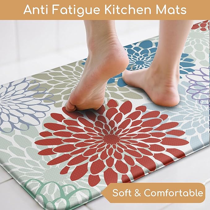 MAYHMYO Kitchen Mats for Floor - Kitchen Anti Fatigue Mat Set of 2 - Non Slip Cushioned Rugs for Standing