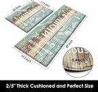Arttown Farmhouse Teal Anti-Fatigue Kitchen Rug Set of 2 Wood Brown Black Vintage Cushioned Floor Standing Mat Waterproof Non-Slip Kitchen Mat and PVC Ergonomic Comfort Foam Rug