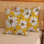 Summer Pillow Covers 18x18 Inch Set of 2 Yellow Daisy Sunflowers Floral Bee Pillow Covers Spring Outdoor Pillow Cases Linen Farmhouse Seasonal Cushion Covers Decor for Living Room Bedroom