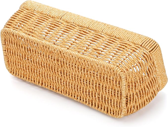 ZEAYEA Set of 2 Cute Small Wall Hanging Basket, Hand-Woven Hanging Organizer Basket for Onion Garlic, Boho Plastic Fruit Storage Baskets with Hanger for Kitchen Bathroom Laundry Living Room Home Decor