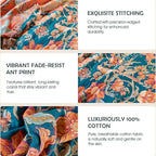Boho Throw Blanket - 100% Cotton Ultra Soft Muslin Blanket, 50"x60" Lightweight Floral Bird Framhouse Bedding Spring Blanket for Bed, All Season Blue Bohemian Bedroom Home Decor Quilt