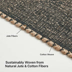Green Jute & Cotton Braided Rug Runner 2' x 6' – Reversible Soft Hallway, Kitchen, Entryway Rug