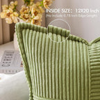 MIULEE Spring Decorative Lumbar Throw Pillow Covers for Couch Bed Livingroom 12x20 Inch Set of 2 Green Boho Accent Throw Pllows Broadside Striped Patchwork Soft Corduroy Summer Pillowcases