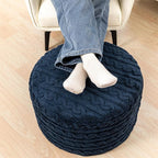 Asuprui Round Pouf Ottoman Stuffed Pouf Foot Stool Floor Chair for Living Room Bedroom Filled Boho Poof Foot Rest for Couch 20 Diameter x 12 Height Navy Blue Pouf with Filler