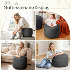 Round Corduroy Ottoman Foot Rest Pouf for Living Room Couch - Soft Plush Shredded Foam Filled Hassock Stool, Comfy Footstool