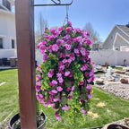 Hanging Baskets Artificial Flowers for Outdoor Interior Decor, Artificial Daisies Flowers Shrubs Plants with Baskets for Home Porch Garden Patio Spring Summer Decoration(Double Lotus)