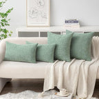 MIULEE Pack of 2 Couch Throw Pillow Covers 12x20 Inch Soft Greyish Green Chenille Lumbar Pillow Covers for Sofa Living Room Solid Dyed Cases