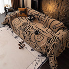 VClife Boho Sofa Cover Pet Sectional Couch Covers, Anti Slip Chenille Sofa Slipcover for 3 Seat, Unique Black Coffee Couch Sofa Covers for 3 Cushion Couch Washable Sofa Covers Throw, 71"X134"