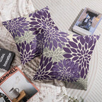 Purple Pillow Covers 24X24 Inch Set of 2, Dahlia Flower Spring Summer Floral Cream Decorative Throw Pillow Covers Outdoor Modern Farmhouse Cushion Case for Home Couch Sofa Bed Decor
