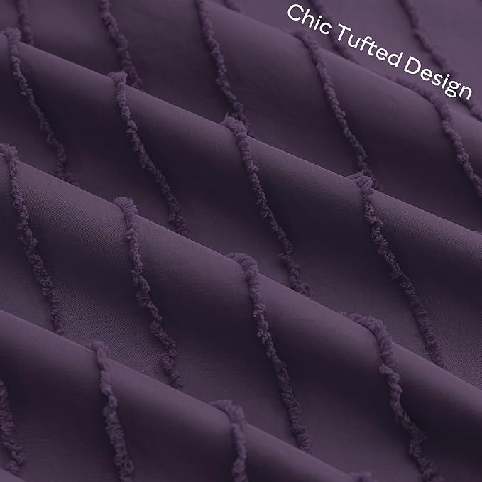JELLYMONI Pillowcases King Size Purple 2 Pack Boho Striped Bed Pillow Covers 20x36in Polyester Envelope Pillow Shams Tufted Bohemian Textured (Pillows are not Included)
