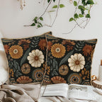 KSLIDS Boho Flower Soft Velvet Throw Pillow Covers Set of 2 Modern Abstract Retro Bohemian Flower Decorative Pillow Covers 18x18 Inch Mid Century Tropical Leaves Pillow Case for Sofa Couch Home Decor
