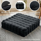 2 Pcs High Density Foam Floor Pillow - Upgraded Large Pillows Seating for Adults - Outdoor Floor Cushion with Soft Tufted Cover - Yoga Pillows for Sitting On Floor - 22 Inch Black