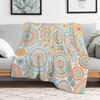 Boho Floral Throw Blanket Abstract Mid Century Mandala Bohemian Blanket for Sofa Bed Couch Chair Or Dorm 70"x80"
