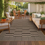Beevia Striped 8x10 Neutral Jute Rug, Washable Modern Outdoor Rugs for Patio, Farmhouse Decor Non-Slip Large Carpet for Living Room Deck Backyard (Nature, 8x10ft)