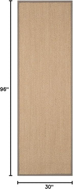 SAFAVIEH Natural Fiber Collection Runner Rug - 2'6" x 8', Maize & Grey, Sisal, Woven Design with Border (NF141G)