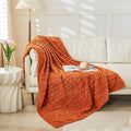 YUSOKI Sherpa Large Throw Blanket Single Layer,Light Weight(1.7lb),370GMS-3D Stylish Design for Gift Home Decor (Burnt Orange,50"x65")