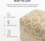 Anji Mountain Pouf Ottoman Foot Rest, Handmade Ottoman Pouf, Comfortable Foot Stool, Decorative Floor Seating for Living Room Decor, Bedroom & Home Décor Accent - Saffron Trellis