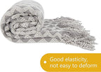 NTBAY Acrylic Knitted Throw Blanket, Lightweight and Soft Cozy Decorative Woven Blanket with Tassels for Travel, Couch, Bed, Sofa, 51x67 Inches, Light Grey Wave