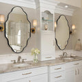 Scalloped Mirror for Bathroom - 26"x46" Black Bathroom Mirror with Aviation Aluminum Alloy Frame & Shatter-Proof Glass for Living Room Bedroom Entryway, Brushed Black Frame(x1)