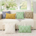 decorUhome Spring Euro Sham Throw Pillow Covers 22x22 Inch Set of 2, Soft Plush Faux Fur Wool Sage Green Accent Couch Pillow Covers for Modern Farmhouse Bed Sofa Living Room
