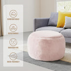 Round Stuffed Pouf Ottoman for Foot Rest, A Round Modern Foam Filled Poufs, Floor Chair for Living Room, Nursery, Dorm, A Soft Modern Foot Stool Perfect to Rest Your Feet (Pink, 29Inch)