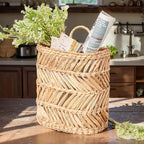 Hanging Basket for Front Door & Wall - Large Farmhouse Outdoor Planter, Holds Plants Mail Flowers, Woven Water Hyacinth Organizer, 12x10.5x5.3in