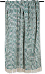 DII Modern Zig Zag Throw Blanket Woven Cotton, Hand-Knotted 2.5" Fringe, 50x60, Teal