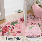 Lahome Floral Washable Entryway Rug, 2X3 Soft Kitchen Rugs Non-Slip, Ultra-Thin Door Mat Indoor Entrance Stain Resistant Boho Small Throw Carpet for Bathroom Bedroom Entry Flore, Pink