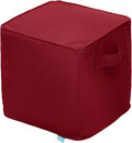 QILLOWAY Indoor/Outdoor Inflatable Stool, Ottoman Pouf Cube 16",All Weather Foot Rest for Camping or Home (Red)