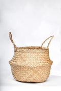 Seagrass Belly Basket (Size: 14x14x13 inches, Color: Yellow Natural - Set of 2) Laundry, Picnic - Plant Pots Cover Indoor Home Decor - Hand Woven Straw Beach Bag with Handles…