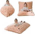 MAXYOYO 3 in 1 Kids Bean Bag Chair Bed, Child Floor Sofa for Gaming, Reading, Convertible Bean Bag Floor Cushion with Machine Washable Cover for Living Room Bedroom, Pink