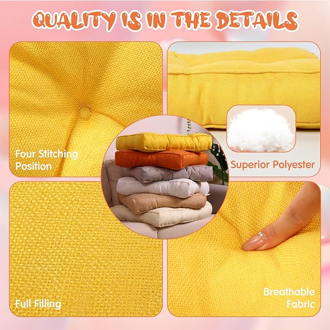 Qunclay 6 Pcs Floor Cushions Bulk Floor Pillows Flexible Seating Cushions 3.15'' Thick Flexible Seating Classroom Furniture Meditation Seat Pillows for Home Nursery Yoga Decor 15.7'' x 15.7''(Classic)