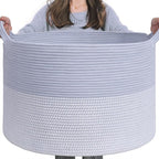 INDRESSME Large Rope Baskets - Organizing Storage, 21.7 x 13.8 Inch, Living Room, Kids, Decorative Nursery, Laundry, Towel, Gift Basket, Blue