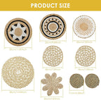 HJJWNDDNG 9 Pack Boho Wall Basket Decor Set, Hanging Woven Seagrass Rattan Wicker Boho Wall Decor, Round Farmhouse Wall Hanging Baskets Rustic Flat Wall Art for Living Room Bedroom Kitchen (Style 9)