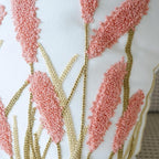 vctops Farmhouse Pampas Grass Cotton Tufted Throw Pillow Cover Boho Embroidery Pillowcase Soft Square Cushion Case for Sofa Couch Bed Chair (Dark Pink,18"x18")