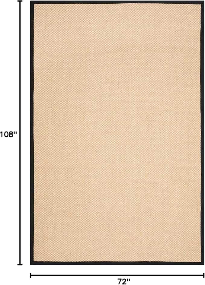 SAFAVIEH Area Rug 6x9 - Natural Fiber Collection - Maize & Black, Sisal, Woven Design with Border (NF141A)